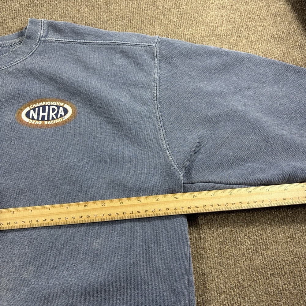 Vintage Y2K NHRA Drag Racing Sweatshirt XL Comfort Colors No Bad Days Blue - Picture 7 of 8